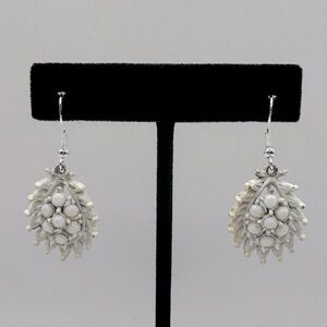 VINTAGE White Crystal Teardrop Dangle Earrings